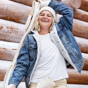 American Eagle Aerie Denim Sherpa Lined Jacket Medium
